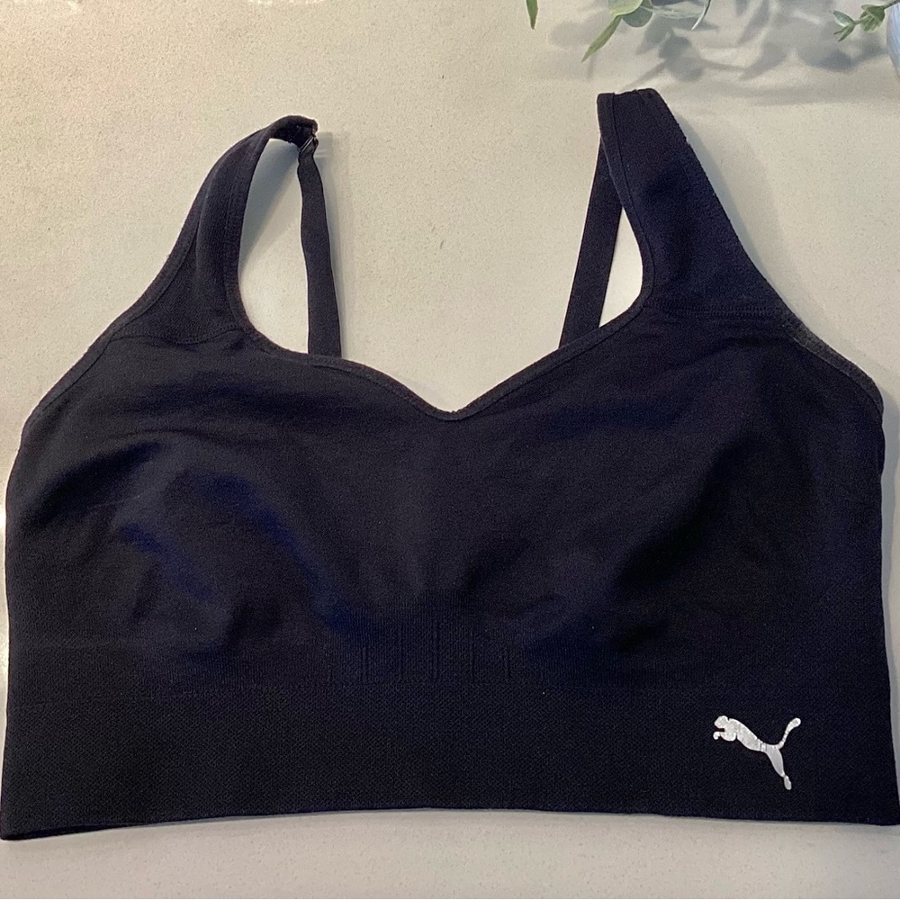 SALE Puma Women's Black Sports Bra Adjustable Straps